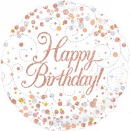 Sparkling Fizz Rose Gold Happy Birthday Balloon 